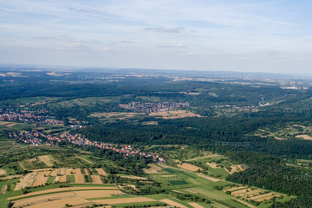 Luftbild: Ortsansicht von Südwesten im Ortsteil Niebelsbach in Keltern im Bundesland Baden-Württemberg in Deutschland. Foto: IMG_12322.jpg vom 05.08.2008 durch Werner Riehm/FLY-FOTO.de