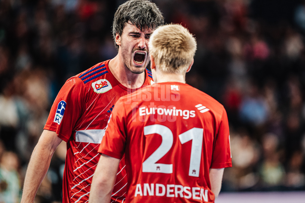 Handball | Männer | Saison 2024/2025 | DAIKIN Handball-Bundesliga | 10. Spieltag || Handball Sport Verein Hamburg vs. Füchse Berlin | 18.11.2024 | Jacob Lassen (#9, Handball Sport Verein Hamburg) jubelt nach seinem Tor