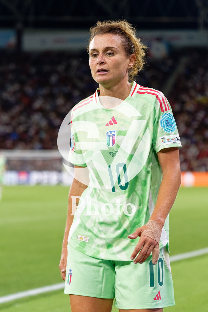 Norway v Italy - UEFA Women's EURO 2025 Quarter-Final | GENEVA, SWITZERLAND - JULY 16: Cristiana Girelli of Italy looks on  during the UEFA Women's EURO 2025 Quarter-Final match between Norway and Italy at Stade de Geneve on July 16, 2025 in Geneva, Switzerland. (Photo by Giuseppe Velletri/Sports Press Photo/Getty Images)