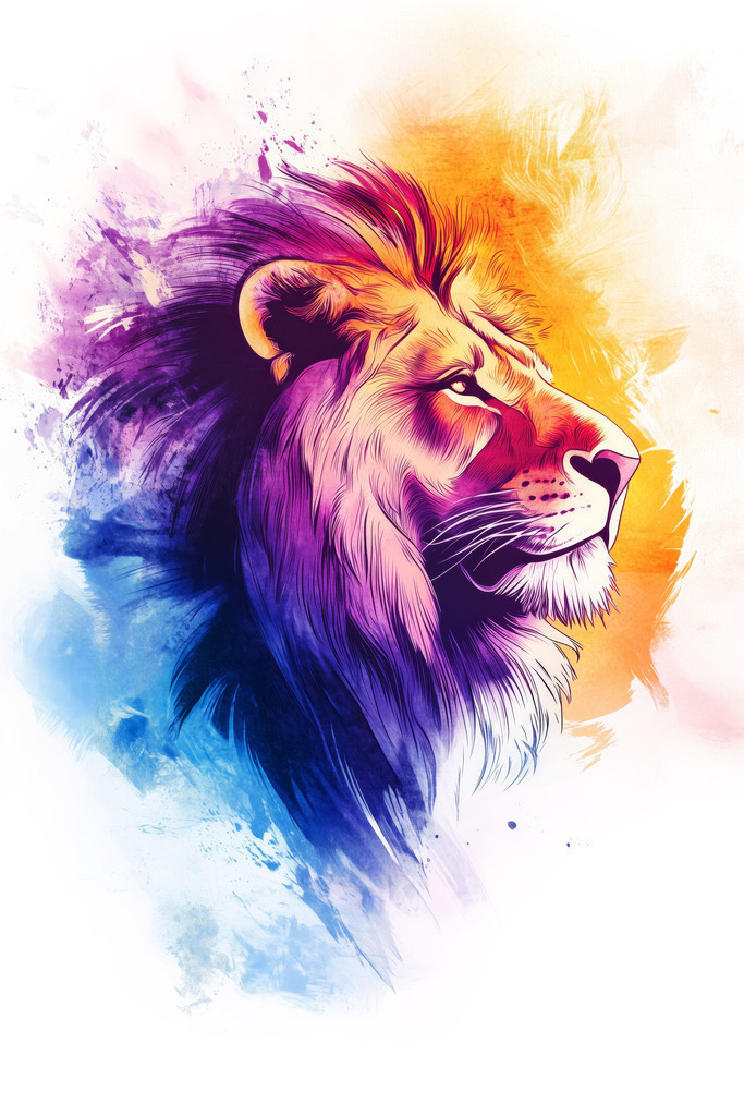 2411003 - Bunter Löwe | Modernes Wandbild oder Post im Stil einer Illustration.