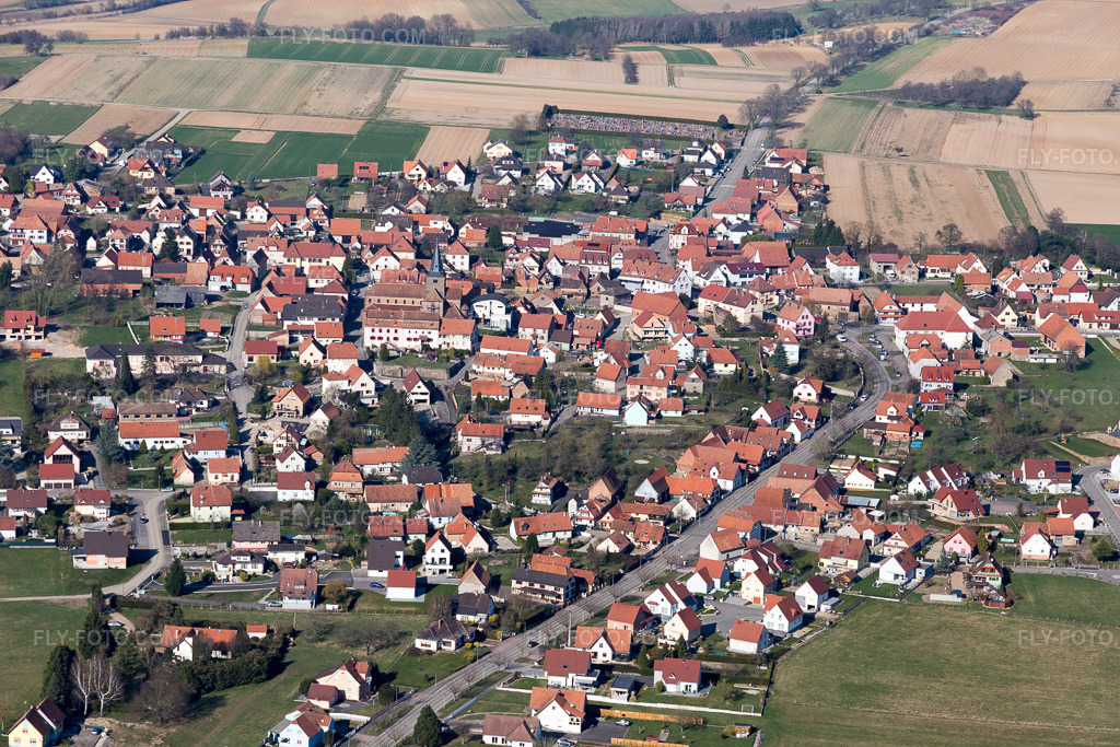 Aerial view: View of the town in Surbourg in the state Bas-Rhin, France.Photo: IMG_097460.jpg taken on 03/16/2017 by Werner Riehm/FLY-FOTO.comResolution of the original: 5472 x 3648 px