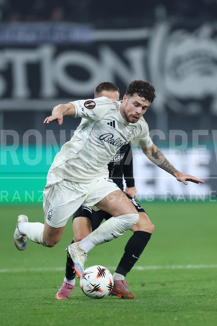 UEFA Europa League 2025/26: SK Sturm Graz vs SK Brann | Graz, Austria, 29.JAN.26 - SOCCER - UEFA Europa League, SK Sturm Graz vs SK Brann Bergen. The image shows Neco Williams (Nottingham).