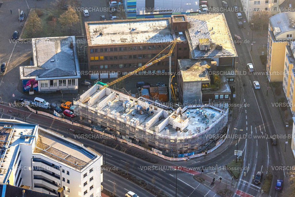 Hamm250200726Mitte | Luftbild, Baustelle Neubau Appartement-Gebäude studentisches Wohnen an der Straßenkreuzung Neue Bahnhofstraße Ecke Friedrichstraße neben dem Gesundheitsamt, Mitte, Hamm, Ruhrgebiet, Nordrhein-Westfalen, Deutschland