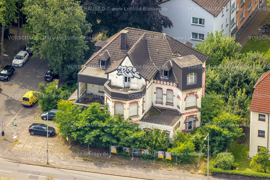 Duisburg240703951-Mitte | Luftbild, ehemaliges Hotel Grunewald, baufällige Villa an der Düsseldorfer Straße, Hochfeld, Duisburg, Ruhrgebiet, Nordrhein-Westfalen, Deutschland