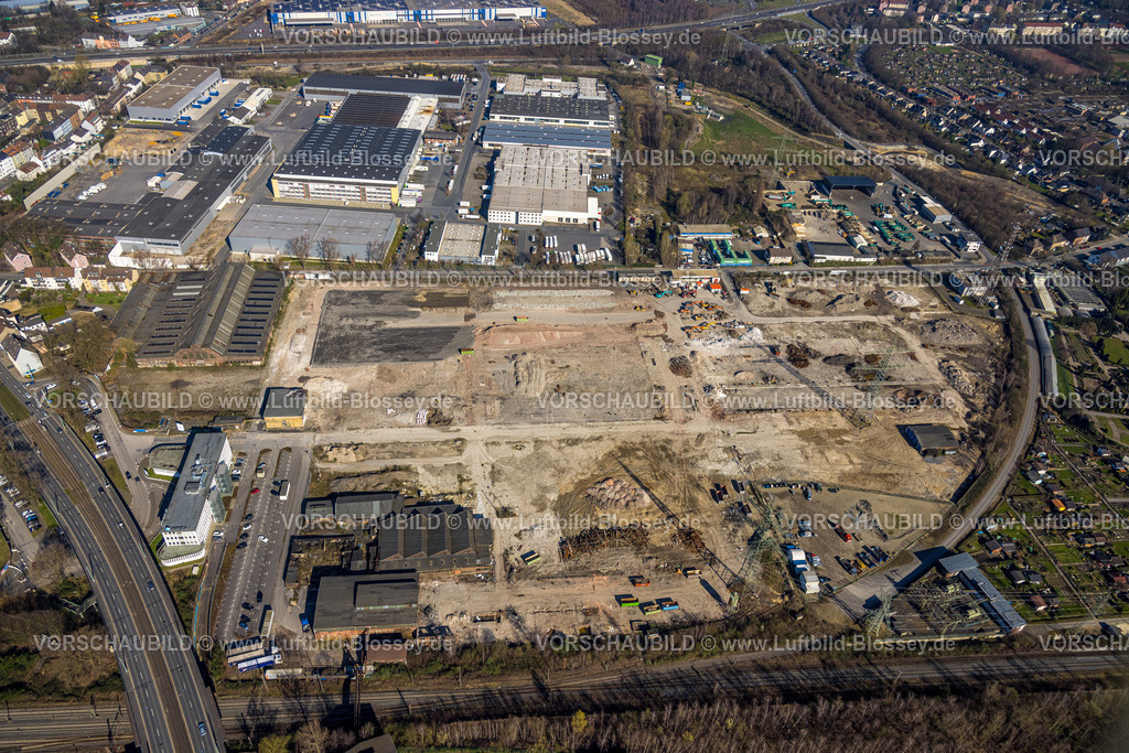 Gelsenkirchen240300786 | Luftbild, Schalker Meile Großbaustelle für geplanten Gewerbepark auf dem ehemaligen Thyssen Draht Gelände, Schalke-Nord, Gelsenkirchen, Ruhrgebiet, Nordrhein-Westfalen, Deutschland