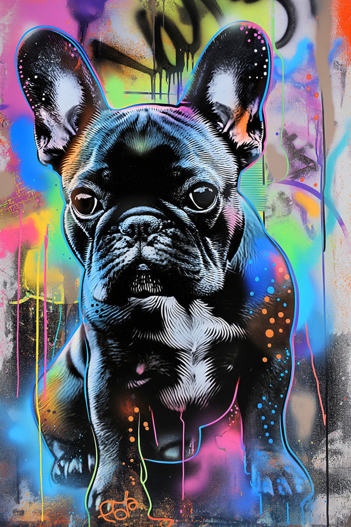 2410020 - Frenchie Pop Art | Eine französische Bulldogge im Sti eines Popart Gemäldes.