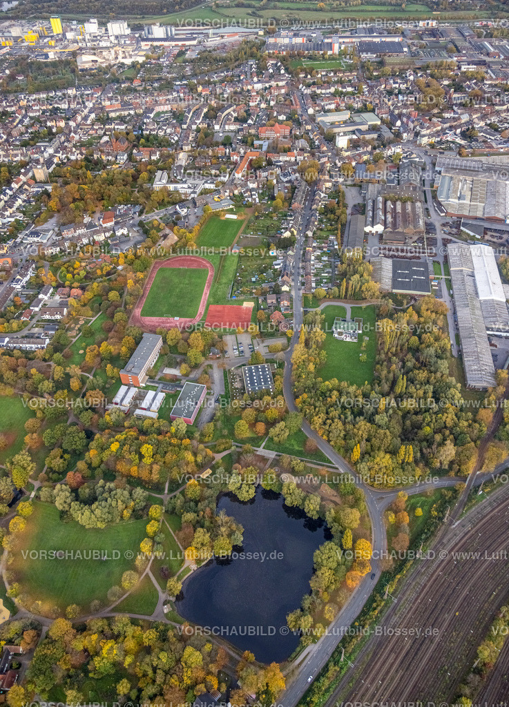 Hamm221012041-2 | Luftbild, Friedrich-Ebert-Park, Elisabeth-Lüders Berufskolleg, Herbstfarben, Mitte, Hamm, Ruhrgebiet, Nordrhein-Westfalen, Deutschland