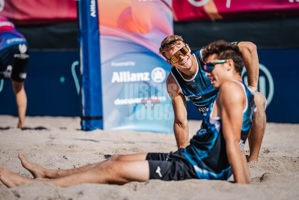 Beachvolleyball | Männer | Allianz German Beach Tour 2024 | Tourstop Kühlungsborn 2 | 17.08.2024 | hinten Daniel Kirchner, vorne Lui Wüst am Boden