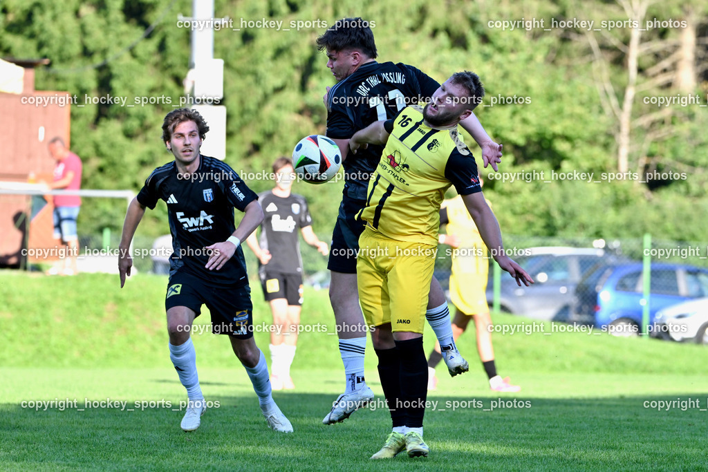 SV Arnoldstein vs. URC Thal Assling | #16 Luka Tolic SV Arnoldstein, #11 Pascal Oliver Kofler Thal Assling, #7 Florian Michael Huber Thal Assling, SV Arnoldstein vs. URC Thal Assling, SV Arnoldstein vs. URC Thal Assling am 09.08.2025 in Arnoldstein (Waldparkstadion Arnoldstein), Austria, (Photo by Bernd Stefan)
