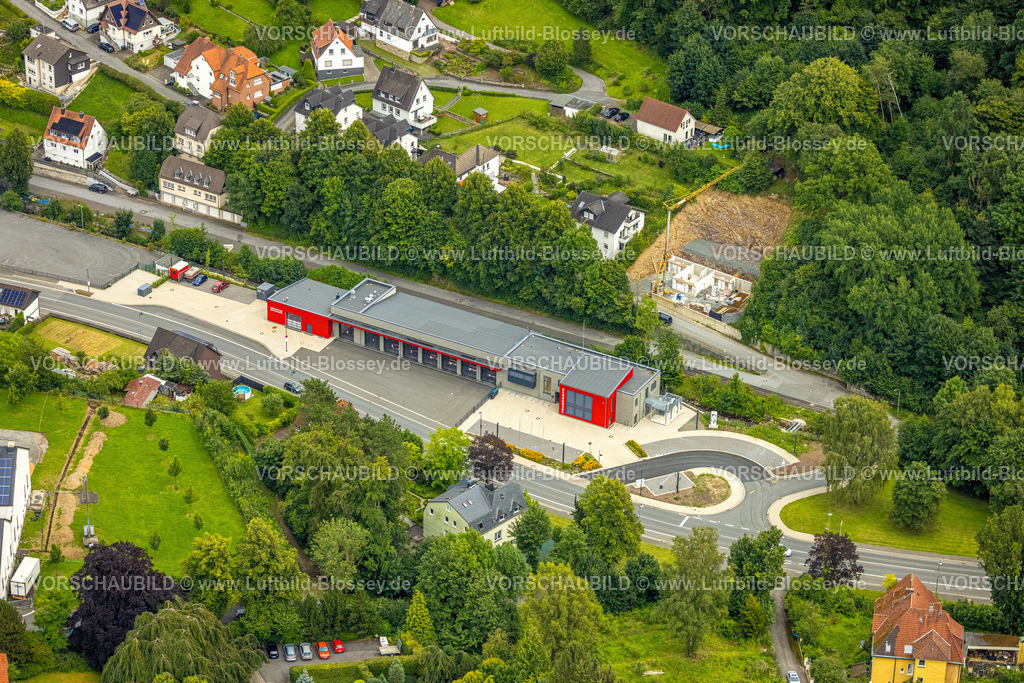 Warstein240713242 | Luftbild, Freiwillige Feuerwehr Neubau an der Hauptstraße, Warstein, Sauerland, Nordrhein-Westfalen, Deutschland