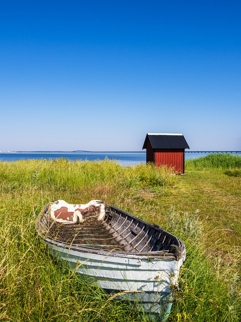 Boot und Fischerhütte in Färjestaden auf der Insel Öland in Schweden | Boot und Fischerhütte in Färjestaden auf der Insel Öland in Schweden.