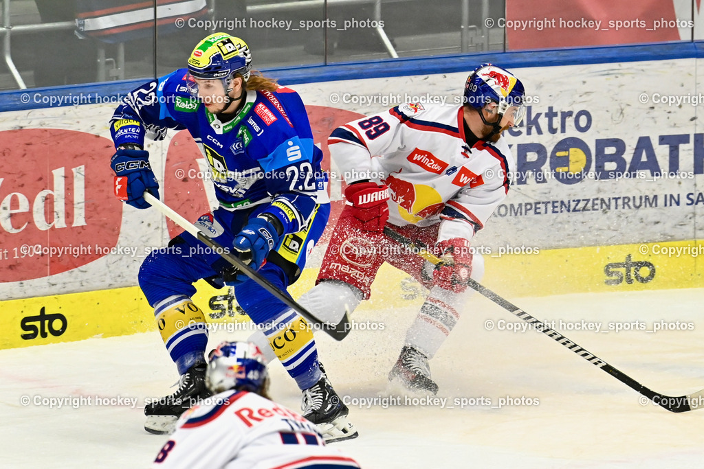 EC IDM WÄRMEPUMPEN VSV vs. EC Red Bull Salzburg | #22 SCHERBAK Nikita EC VSV, #89 Baltram Florian EC Redbull Salzburg, EC IDM WÄRMEPUMPEN VSV vs. EC Red Bull Salzburg, EC IDM WÄRMEPUMPEN VSV vs. EC Red Bull Salzburg am 17.01.2025 in Villach (Stadthalle Villach), Austria, (Photo by Bernd Stefan)