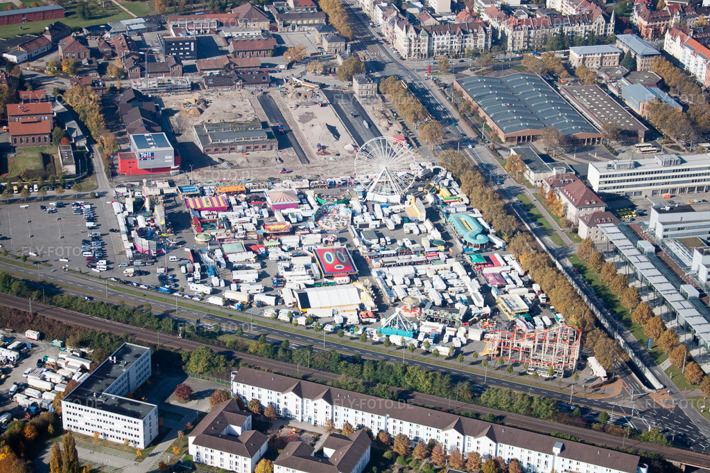 Luftbild: Messplatz im Ortsteil Oststadt in Karlsruhe im Bundesland Baden-Württemberg in Deutschland. Foto: IMG_35068.jpg vom 31.10.2010 durch Werner Riehm/FLY-FOTO.de