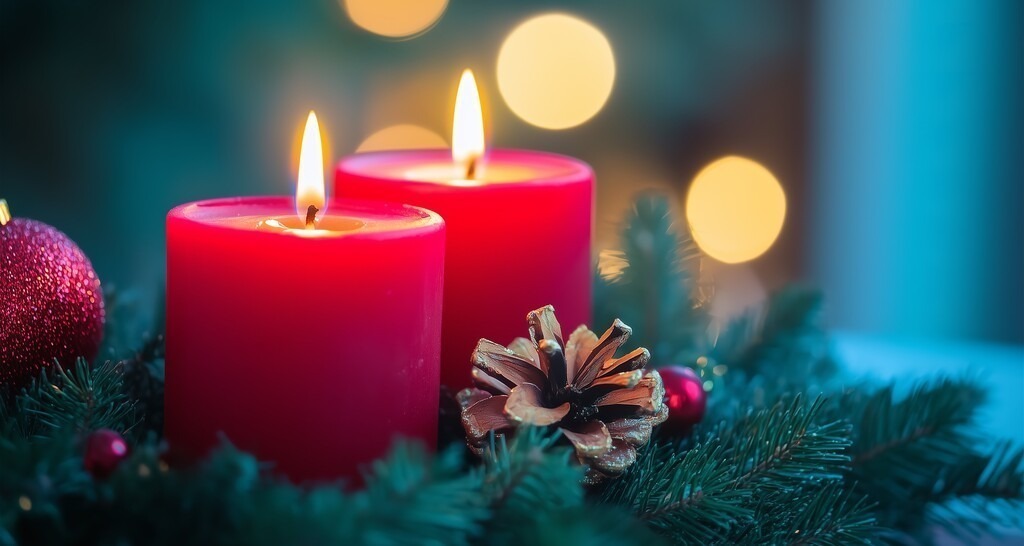 K.I.-generierte Adventsgrüße | Close-up of Advent candles (A.I.-generated) - Realisiert mit Pictrs.com