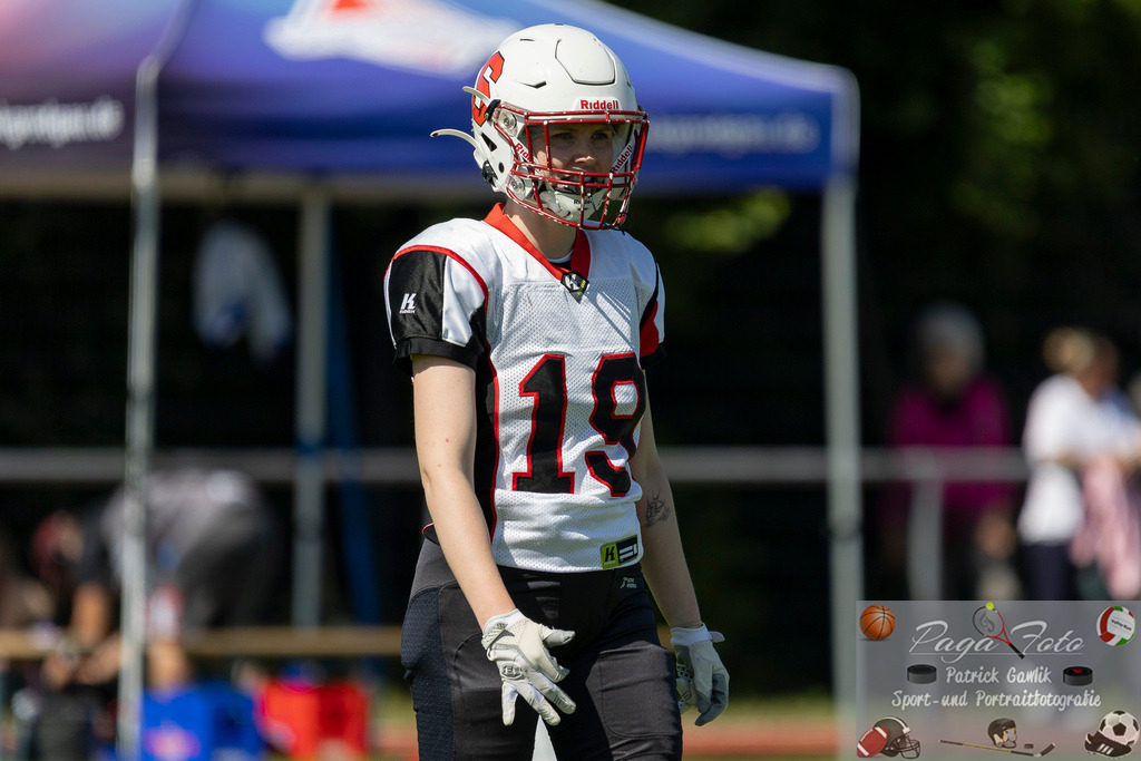 GFLW 1: German Football League Women 1: Rodgau Pioneers Ladies - Stuttgart Scorpions Sisters, 07.06.2026 | Maren Gruber (Stuttgart Scorpions Sisters #19), Freisteller, Portrait / Porträt, Rodgau Pioneers Ladies - Stuttgart Scorpions Sisters, Rodgau, Maingau-Energie-Stadion "Am Weichsee", 7.6.2026 - Realisiert mit Pictrs.com