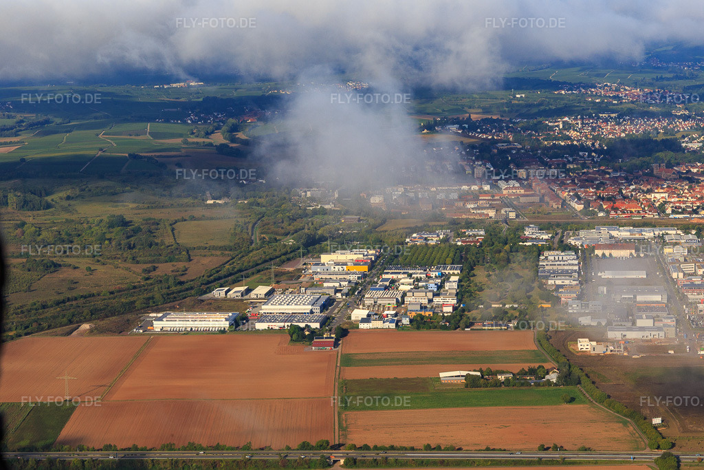 Luftbild: Gewerbegebiet Alber-Einstein.-Straße im Ortsteil Queichheim in Landau im Bundesland Rheinland-Pfalz in Deutschland. Foto: IMG_103414.jpg vom 10.09.2017 durch Werner Riehm/FLY-FOTO.de