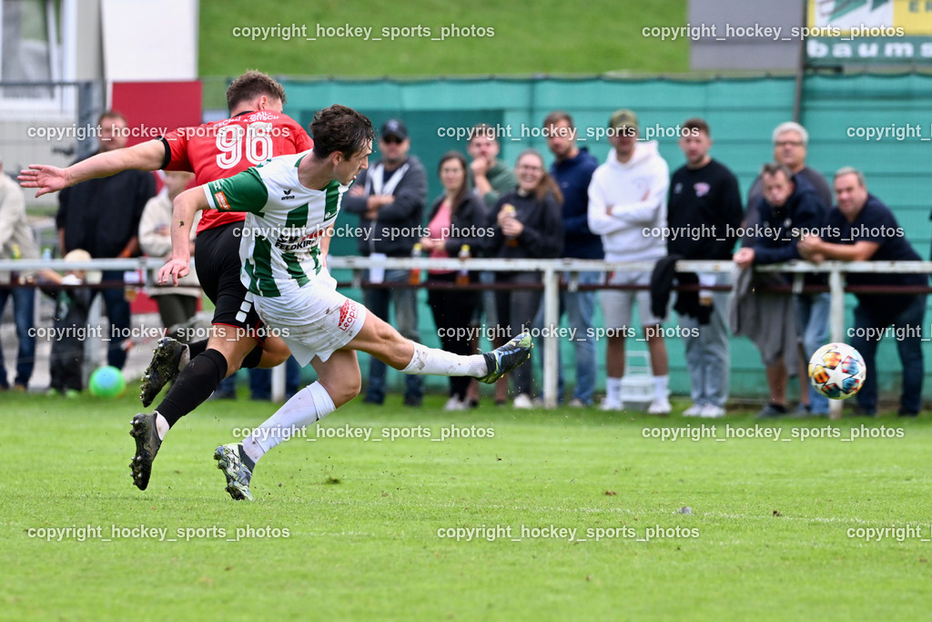 SV Falle Maria Gail vs. SV Feldkirchen | #17 Samuel Müllmann SV Feldkirchen, #96 Raimund Valtiner SV Falle Maria Gail, SV Falle Maria Gail vs. SV Feldkirchen, SV Falle Maria Gail vs. SV Feldkirchen am 14.09.2025 in Villach (Sportplatz Maria gail), Austria, (Photo by Bernd Stefan)