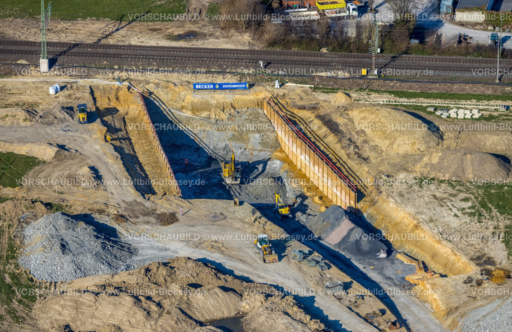 Hamm220304154 | Luftbild, geplanter Haltepunkt in Westtünnen, Baustelle am Südfeldweg und Von-Thünen-Straße für den künftigen Bahnhaltepunkt in Rhynern in Hamm, Ruhrgebiet, Nordrhein-Westfalen, Deutschland