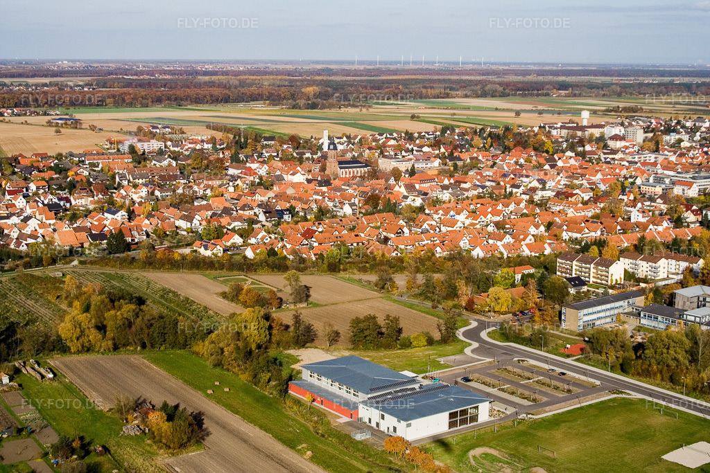 Luftbild: Bienwaldhalle Kandel in Kandel im Bundesland Rheinland-Pfalz in Deutschland. Foto: IMG_8835.jpg vom 05.11.2007 durch Werner Riehm/FLY-FOTO.de