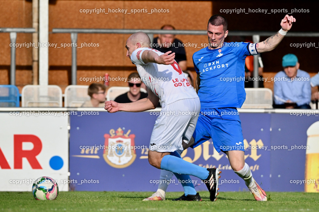 SAK Klagenfurt vs. SVG Bleiburg | #6 Nikola Tolimir SVG Bleiburg, #24 Zoran Vukovic SAK, SAK Klagenfurt vs. SVG Bleiburg, SAK Klagenfurt vs. SVG Bleiburg am 11.05.2024 in Klagenfurt (Sportpark Welzenegg), Austria, (Photo by Bernd Stefan)