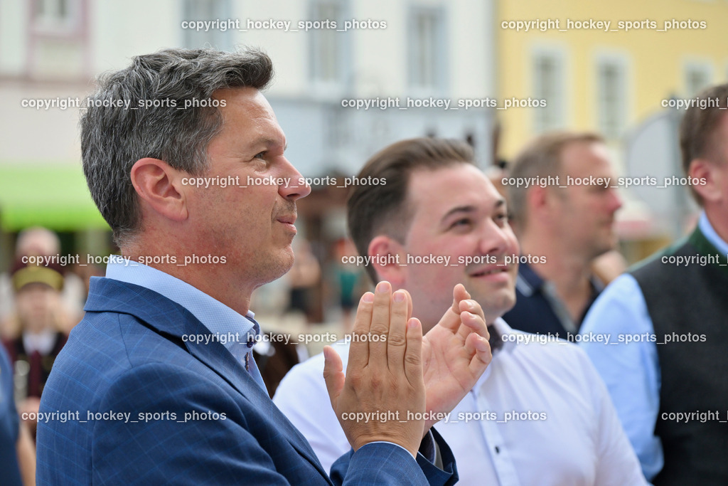 Empfang Heiko Gigler in Gmünd | Kärntner Landesrat Daniel Fellner, Empfang Heiko Gigler in Gmünd, Empfang Heiko Gigler in Gmünd am 14.08.2024 in Gmünd (Hauptplatz Gmünd), Austria, (Photo by Bernd Stefan)