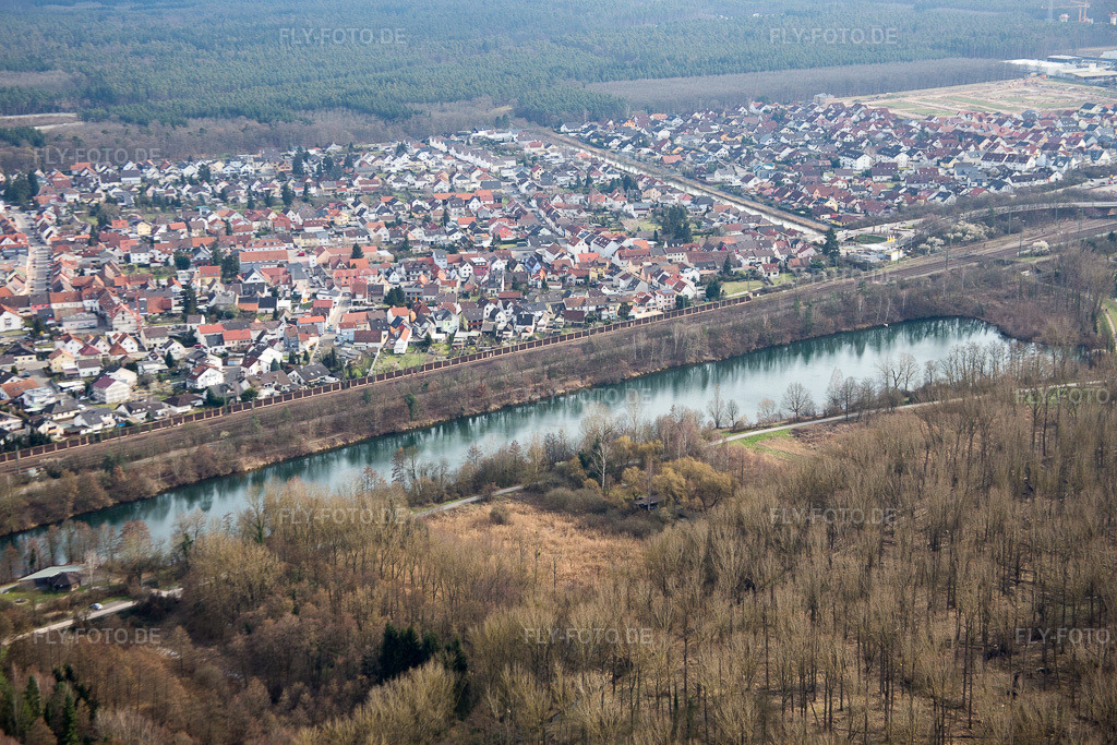 Luftbild: Prestelsee im Ortsteil Neudorf in Graben-Neudorf im Bundesland Baden-Württemberg in Deutschland. Foto: IMG_086266.jpg vom 26.02.2016 durch Werner Riehm/FLY-FOTO.de
