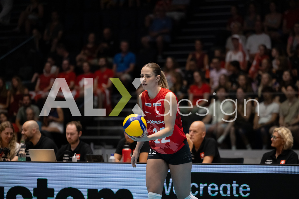 Austria v Switzerland - CEV European League Women | KRIENS, SWITZERLAND - JUNE 14: FABIANA BRANCA of Switzerland serve during the CEV European League match between Austria and Switzerland at Pilatus Arena on June 14, 2026 in Kriens, Switzerland. - Realisiert mit Pictrs.com