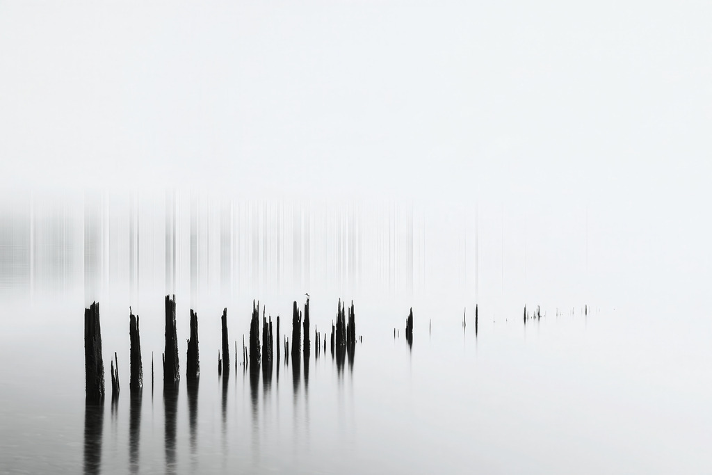 KI00341 | Mit moderner KI‑generiertes schwarz-weiß Artwork, sorgfältig manuell für den Druck optimiert.