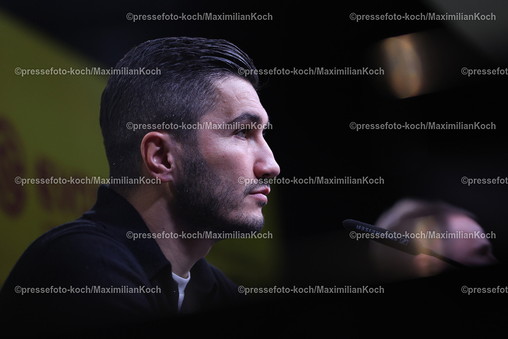 BVB30112401118 | 30.11.2024, Borussia Dortmund - FC Bayern München, 1. Fußball Bundesliga, 12. Spieltag, Signal Iduna Park, Saison 2024 2025: Pressekonferenz mit Trainer Nuri Sahin (Cheftrainer BVB) nach dem SpielDFB regulations prohibit any use of photographs as image sequences and or quasi-video.