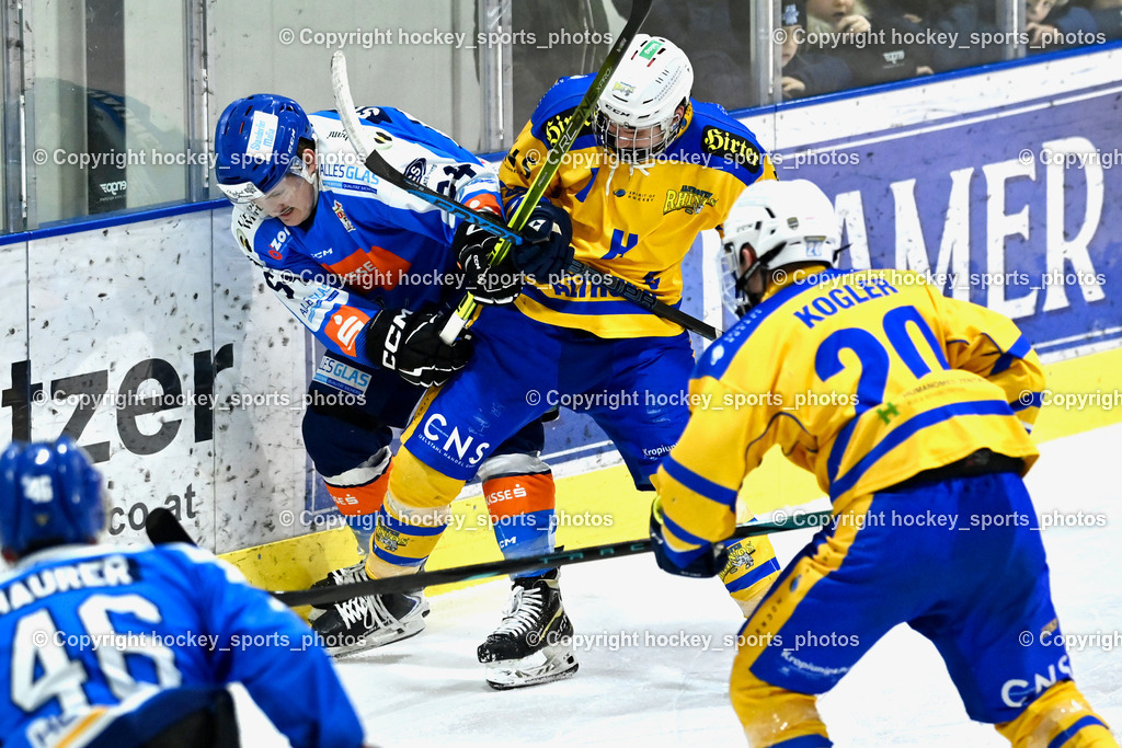 ESC SPARKASSE STEINDORF vs. EHC Althofen | #20 Kogler Benjamin EHC Althofen, #64 Stichauner Fabian ESC Steindorf, #47 Rainer Michael EHC Althofen, ESC SPARKASSE STEINDORF vs. EHC Althofen, ESC SPARKASSE STEINDORF vs. EHC Althofen am 06.03.2026 in Steindorf (Ossiachersee Halle), Austria, (Photo by Bernd Stefan)