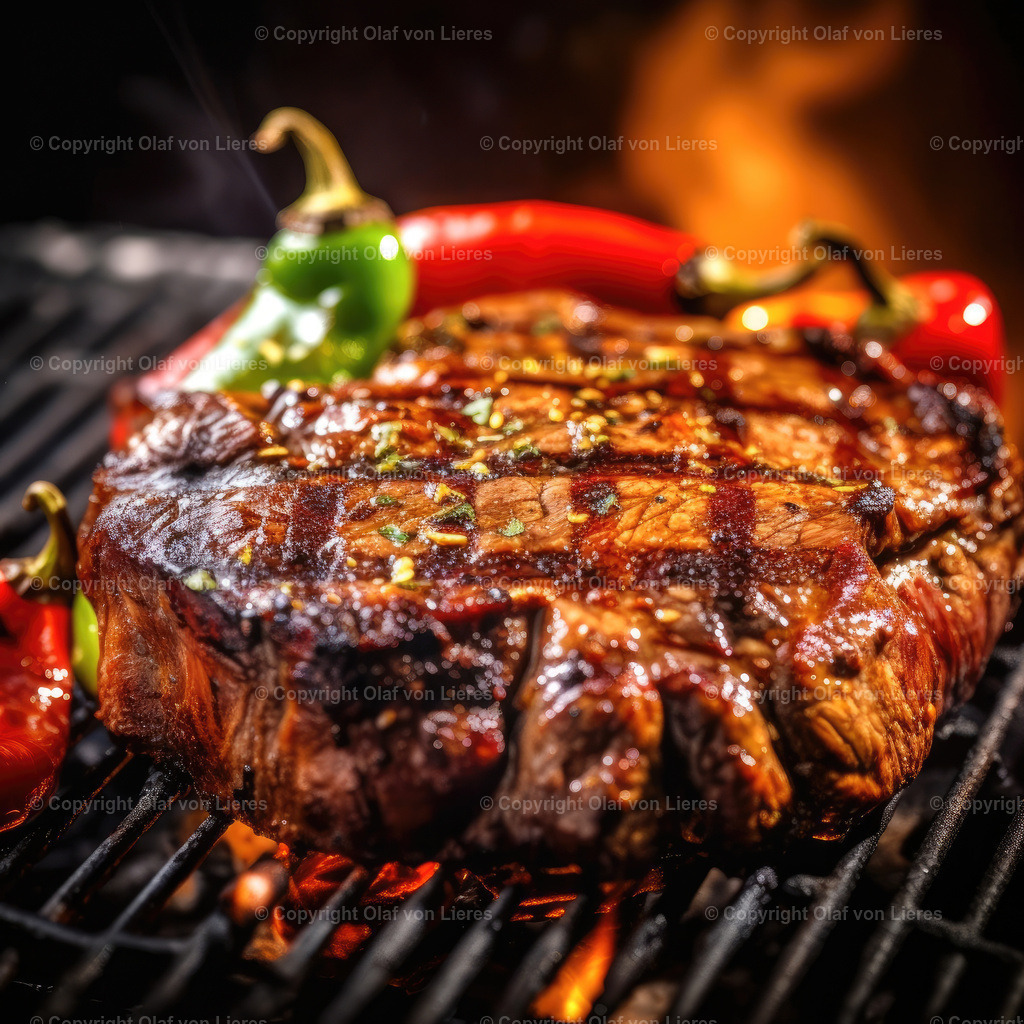 Steak auf dem Grill | leckeres Steak auf dem Grill mit Chili