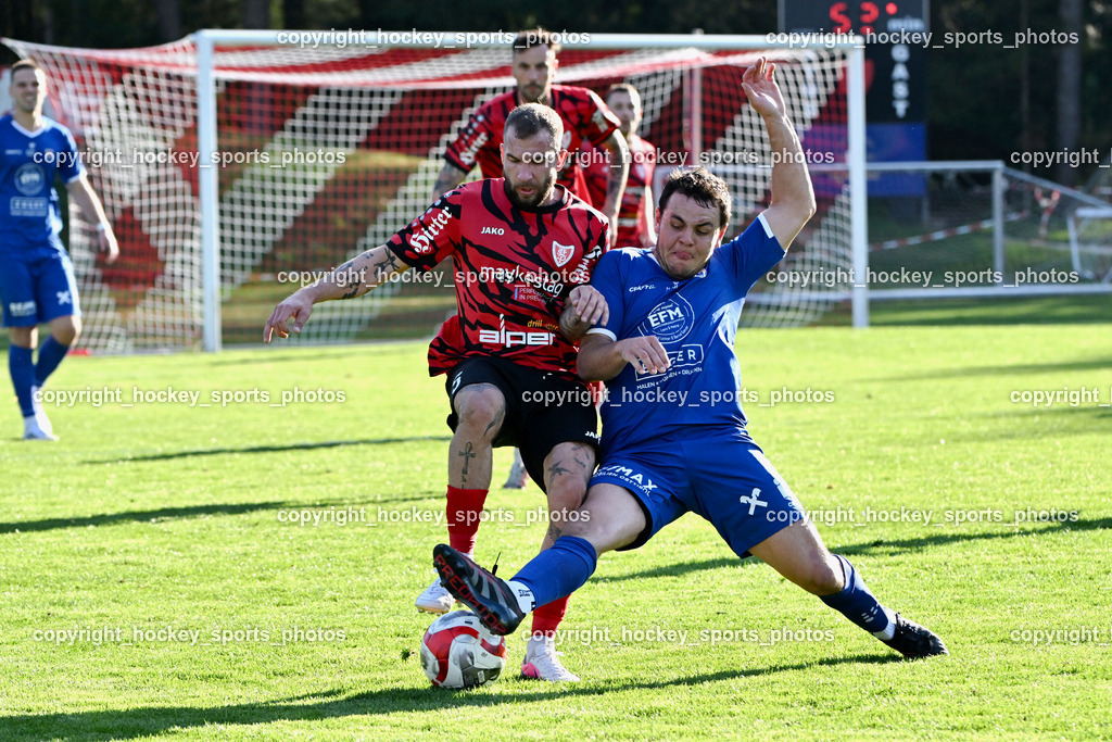 ATUS Ferlach vs. Union Matrei  | #5 Daniel Jobst ATUS Ferlach, #6 Jonas Wibmer Union Matrei, ATUS Ferlach vs. Union Matrei, ATUS Ferlach vs. Union Matrei  am 11.04.2026 in Rothenthurn (Sportplatz Rothenthurn), Austria, (Photo by Bernd Stefan)