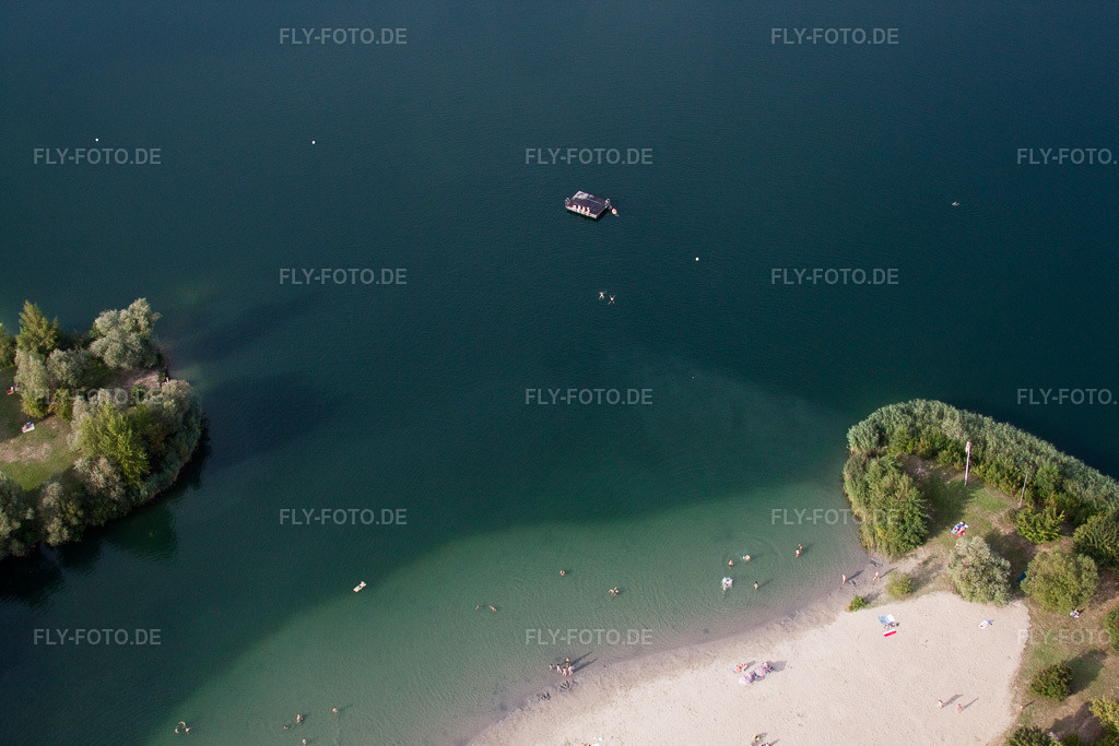 Luftbild: Uferbereiche am Strandbad im Naherholungsgebiet Johanneswiese am Baggersee in Jockgrim im Bundesland Rheinland-Pfalz in Deutschland. Foto: IMG_20273.jpg vom 16.08.2009 durch Werner Riehm/FLY-FOTO.de