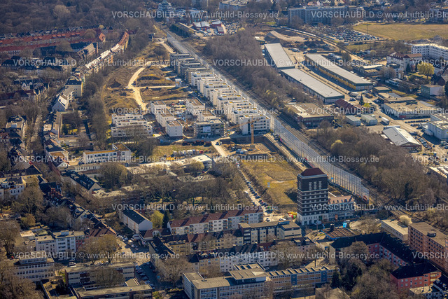 Dortmund250300265 | Luftbild, Kronprinzenviertel Baustelle mit Neubau, Wasserturm des Dortmunder Südbahnhofs, Westfalendamm, Dortmund, Ruhrgebiet, Nordrhein-Westfalen, Deutschland