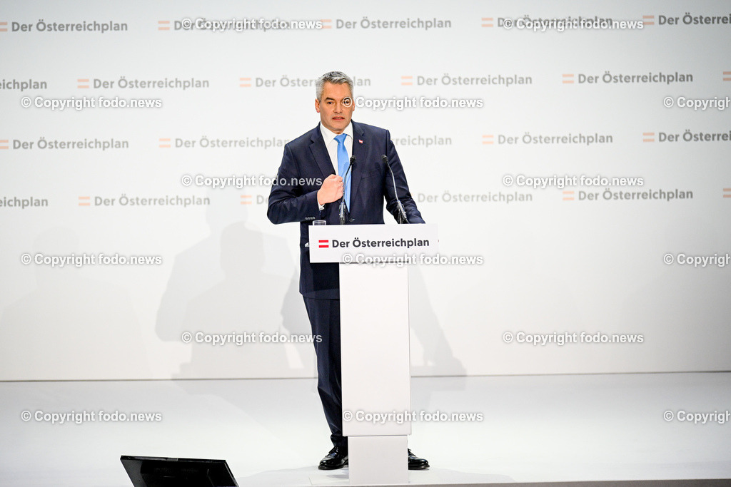 Der Oesterreichplan_ OeVP_ Wels_ 26.01.2024-60 | 26.01.2024, Wels, AUT, ÖVP, Der Österreichplan, im Bild BK Karl Nehammer (VP, Bundeskanzler)