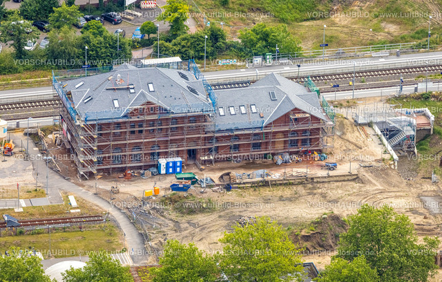 Dorsten220603275 | Luftbild, Bauarbeiten am Bahnhof Dorsten und Bahnhofsumfeld, Dorsten, Ruhrgebiet, Nordrhein-Westfalen, Deutschland