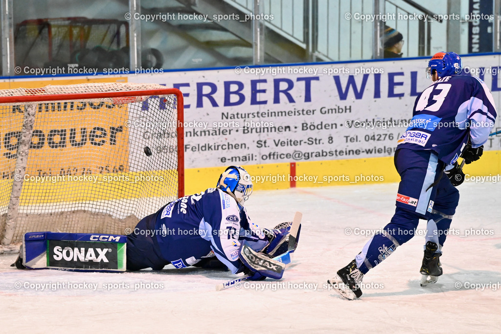 ESC Steindorf vs. EHC Althofen | Tor EHC Althofen, #72 Moser Lucas ESC Steindorf, #43 Oraze Martin ESC Steindorf, ESC Steindorf vs. EHC Althofen, ESC Steindorf vs. EHC Alhofen am 03.03.2024 in Steindorf (Ossiachersee Halle), Austria, (Photo by Bernd Stefan)