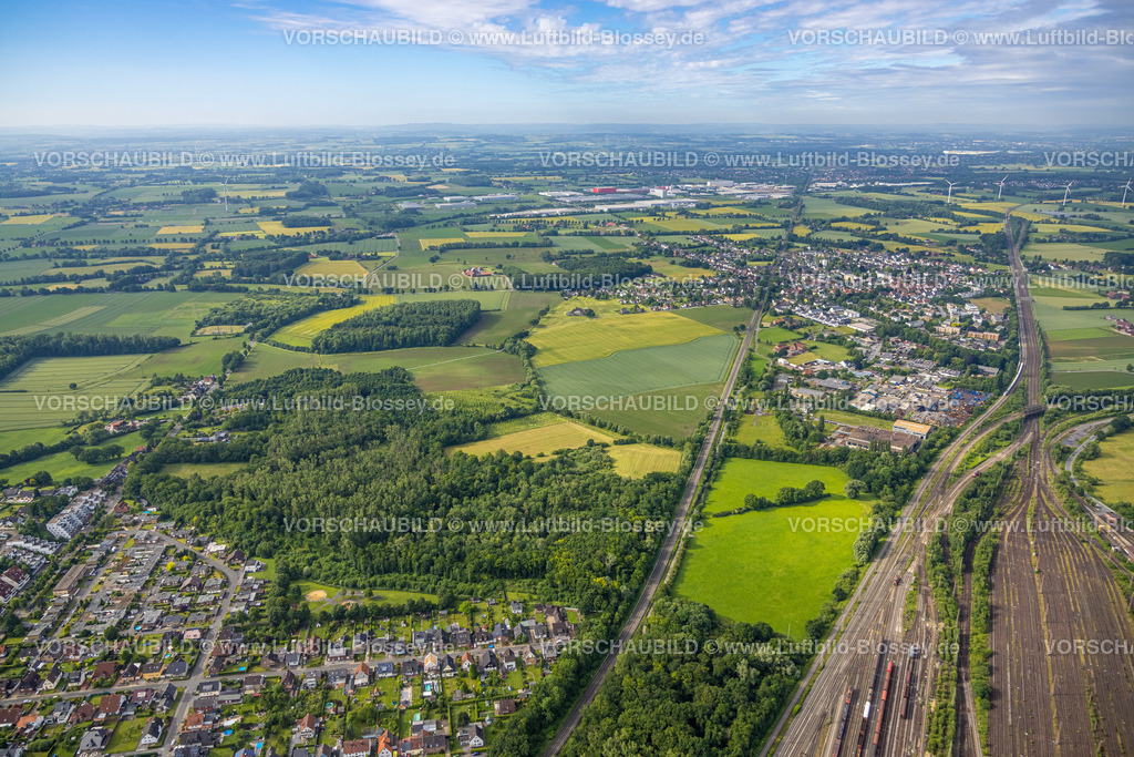 Hamm220601919 | Luftbild, Waldgebiet mit Wiesen und Felder zwischen Ortsteil Lohauserholz und Wiescherhöfen,, Pelkum, Hamm, Ruhrgebiet, Nordrhein-Westfalen, Deutschland