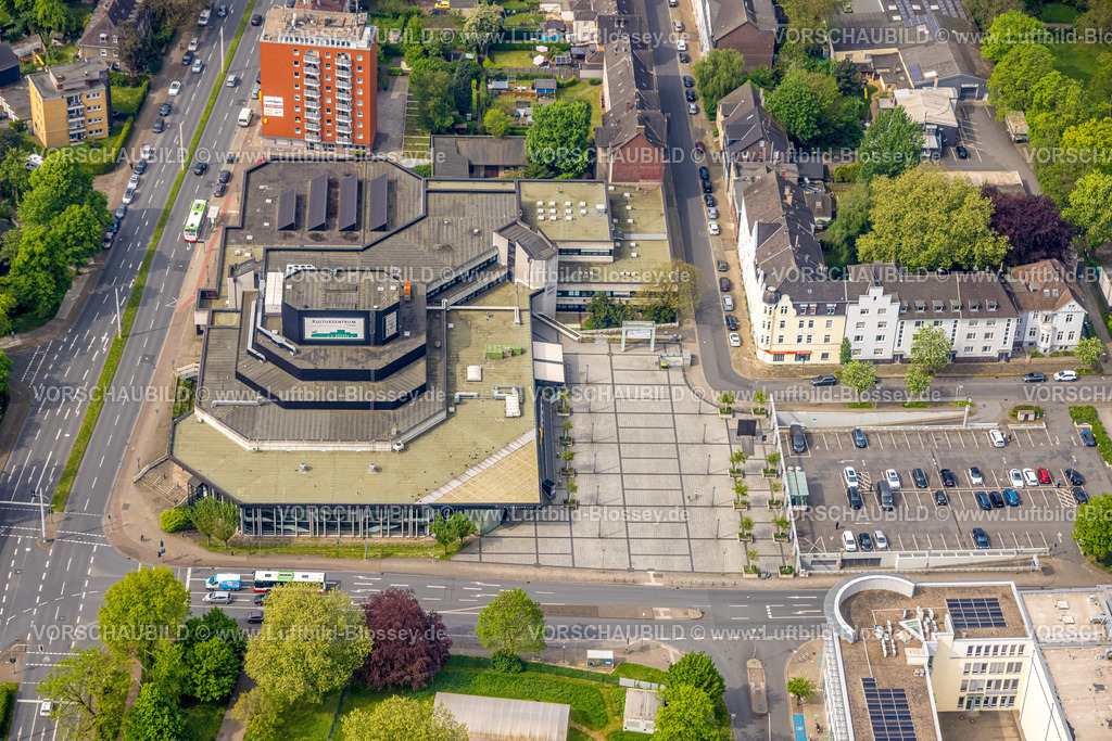 Herne240500374 | Luftbild, Kulturzentrum Herne, Willi-Pohlmann-Platz, Stadtbibliothek und Stadtarchiv und  VHS Volkshochschule, Herne-Mitte, Herne, Ruhrgebiet, Nordrhein-Westfalen, Deutschland