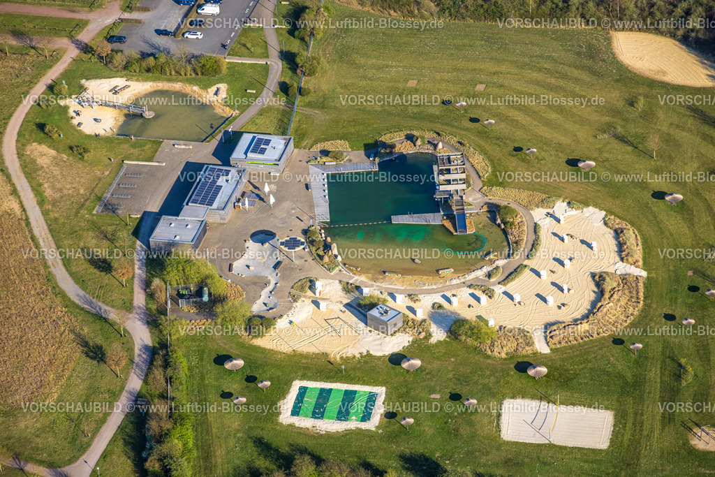 Olfen250405481 | Luftbild, Naturbad Olfen Freibad und Sandstrand und Wasserspielplatz, Olfen-Kirchspiel, Olfen, Münsterland, Nordrhein-Westfalen, Deutschland