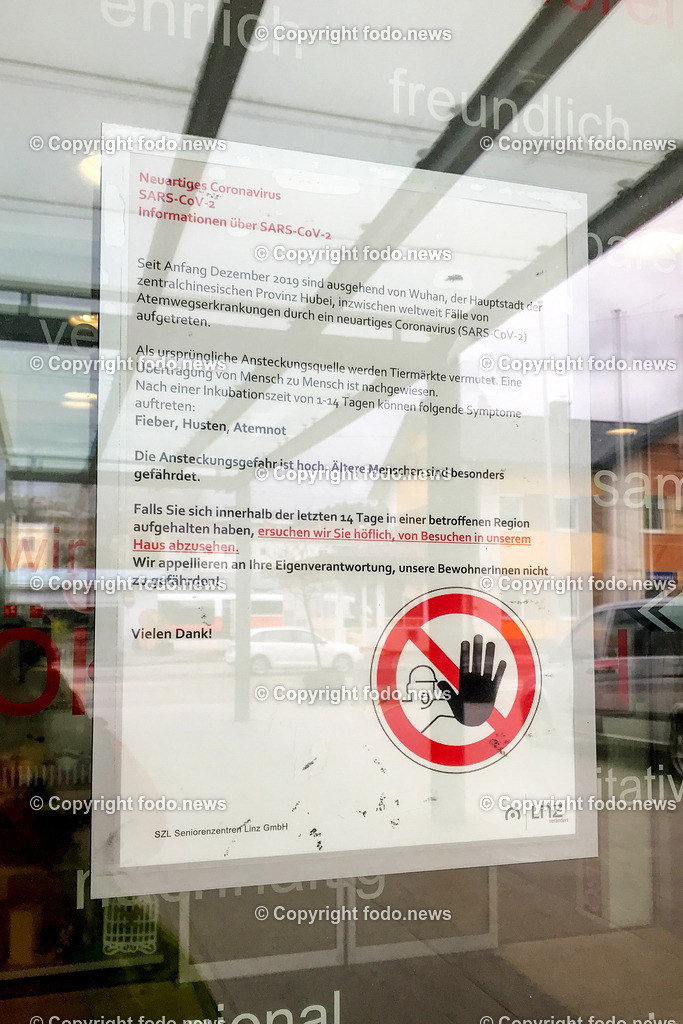 Corona_ 5 Jahre Covid Lockdown_ 15.03.2025-5 | 15.03.2025, Linz, AUT, Corona, 5 Jahre Covid Lockdown, im Bild Stadtansichten, Themenbild, Schild, Hinweis, SARS Virus, Verbot, Zutritt, Seniorenheim