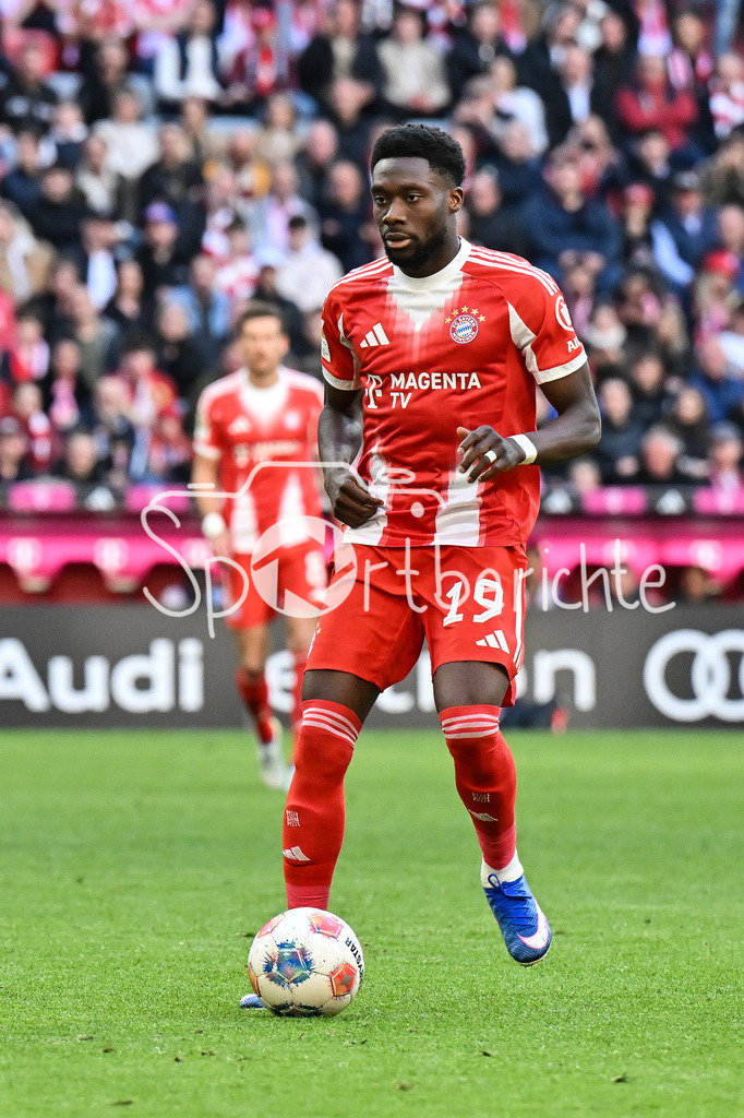 FC Bayern München - VfB Stuttgart | MUNICH, GERMANY - 19. APRIL: with Ball Alphonso DAVIES (FC Bayern Munich 19) during the Bundesliga Match between FC Bayern Munich vs. VfB Stuttgart at Matchday 30 at Allianz Arena / DFL REGULATIONS PROHIBIT ANY USE OF PHOTOGRAPHS AS IMAGE SEQUENCES AND/OR QUASI-VIDEO