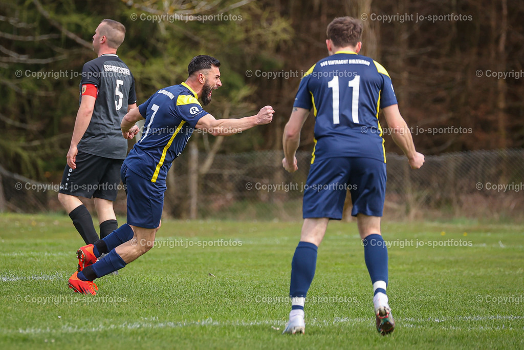 BQ3I2875 | 23.04.2023; Kreisliga C Dillenburg; Rasenplatz Hirzenhain; SSV Hirzenhain - SSG Breitscheid II; Ergebnis: 5:0 (3:0)
