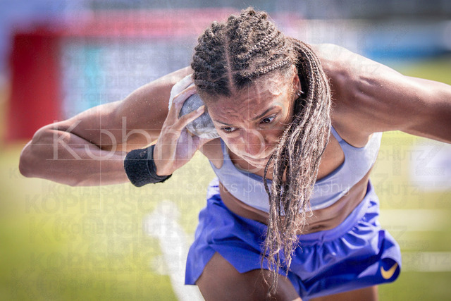 Multisport Event; Ratingen, 27.06.2026 | RATINGEN, GERMANY - JUNE 27, 2026 : Nafissatou Thiam (BEL / Belgium) competing in the heptathlon’s shot put during the Multisport Event at Stadion Ratingen on June 27, 2026 in Ratingen, Germany.