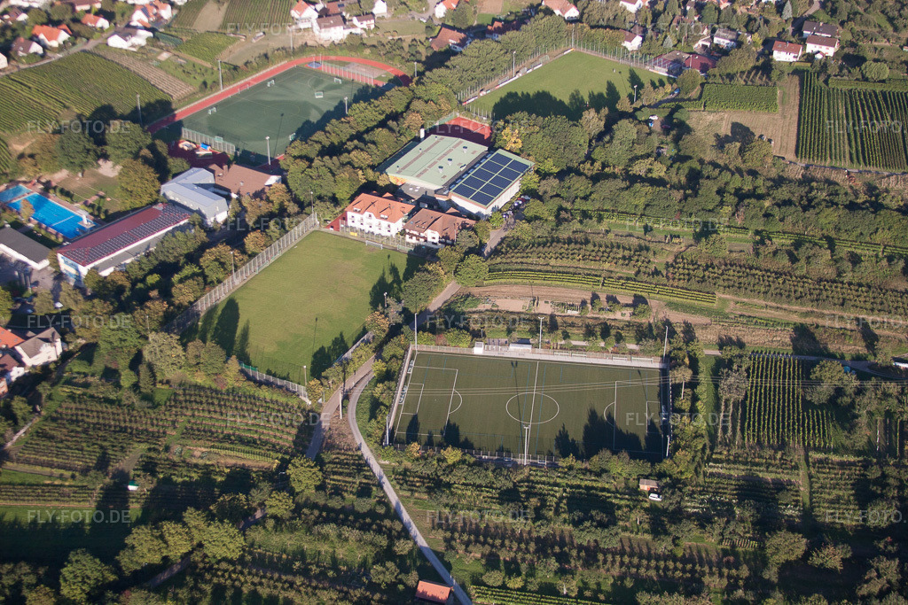 Luftbild: Ensemble der Sportplatzanlagen der Südbadischen Sportschule im Ortsteil Steinbach in Baden-Baden im Bundesland Baden-Württemberg in Deutschland. Foto: IMG_53052.jpg vom 08.09.2012 durch Werner Riehm/FLY-FOTO.de