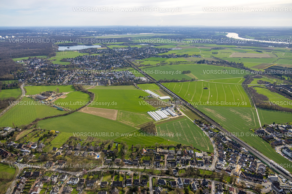 Duisburg230302441 | Luftbild, Rosen Ruland Gewächshäuser, Wiesen und Felder für mögliche neue Bauprojekte, Angermund, Düsseldorf, Ruhrgebiet, Nordrhein-Westfalen, Deutschland