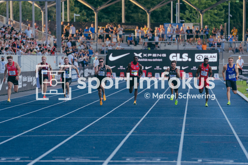 Deutsche Meisterschaften der Frauen und Männer 2026 | 100-Meter-Lauf, Finale, Deutsche Meisterschaften der Frauen und Männer 2026, Lohrheidestadion Bochum-Wattenscheid, 25.07.2026. Foto: Marcel Schwering / sportimfokus - Realisiert mit Pictrs.com