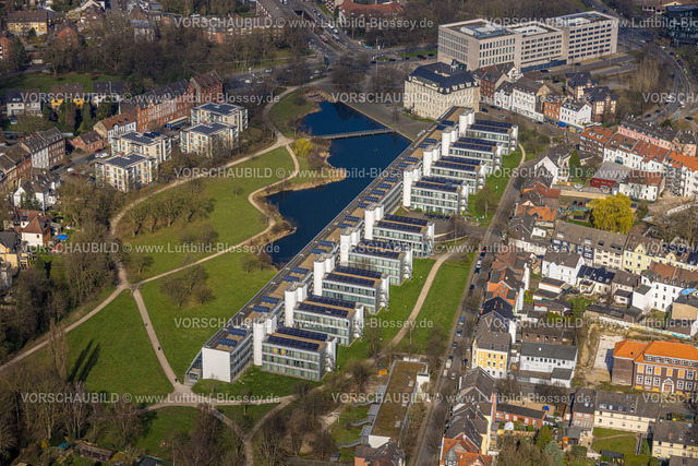 Gelsenkirchen240301261 | Luftbild, Wissenschaftspark mit Teich, Amtsgericht und Sozialgericht Gebäude, Ückendorf, Gelsenkirchen, Ruhrgebiet, Nordrhein-Westfalen, Deutschland