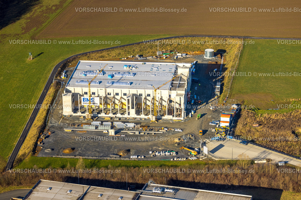 Meschede260104200 | Luftbild, Baustelle und Neubau im Gewerbegeiet Enste-Nord, Steinwiese, Enste, Meschede, Sauerland, Nordrhein-Westfalen, Deutschland