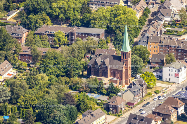 Oberhausen220800715 | Luftbild, Evang. Auferstehungskirche, Eisenheim, Oberhausen, Ruhrgebiet, Nordrhein-Westfalen, Deutschland